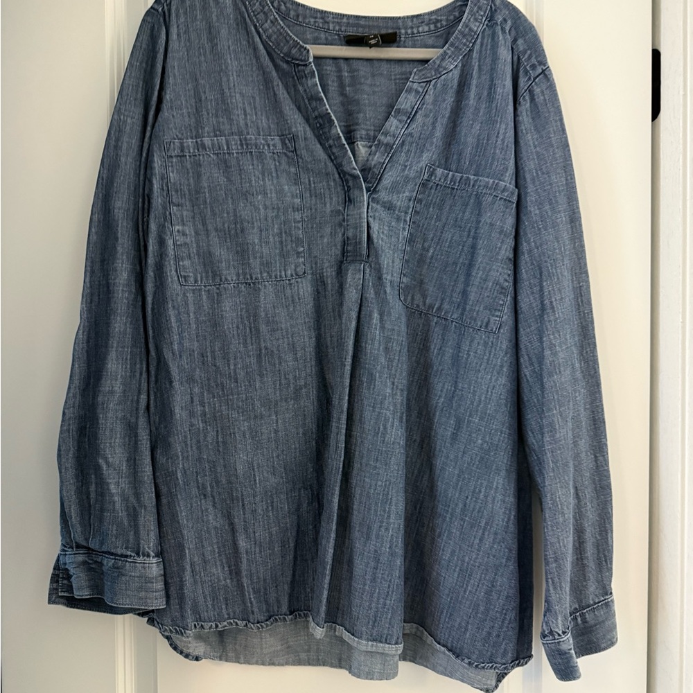 Lane Bryant Blue Denim Blouse